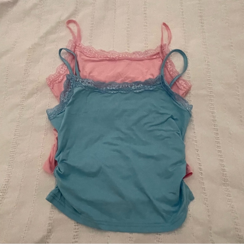 NWOT 2 Lace Trim Camisole Set - Blue and Pink size M